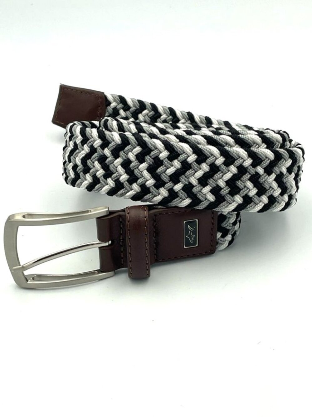 Greg Norman Men's Size 44 Braided Belt Gray Black & White‎